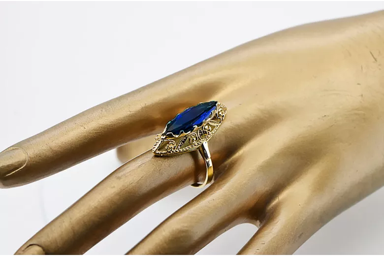 Пръстен Сапфир 14K жълто злато Винтидж крафт vrc005y